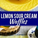This recipe for lemon waffles made with sour cream are light and fluffy with the perfect amount of tang. Serve these waffles with maple syrup or lemon curd for the perfect weekend breakfast!