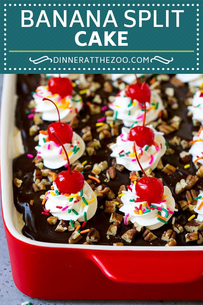 Banana Split Cake Recipe | No Bake Cake | Banana Split Dessert #banana #chocolate #nobake #cake #cheesecake #edsug