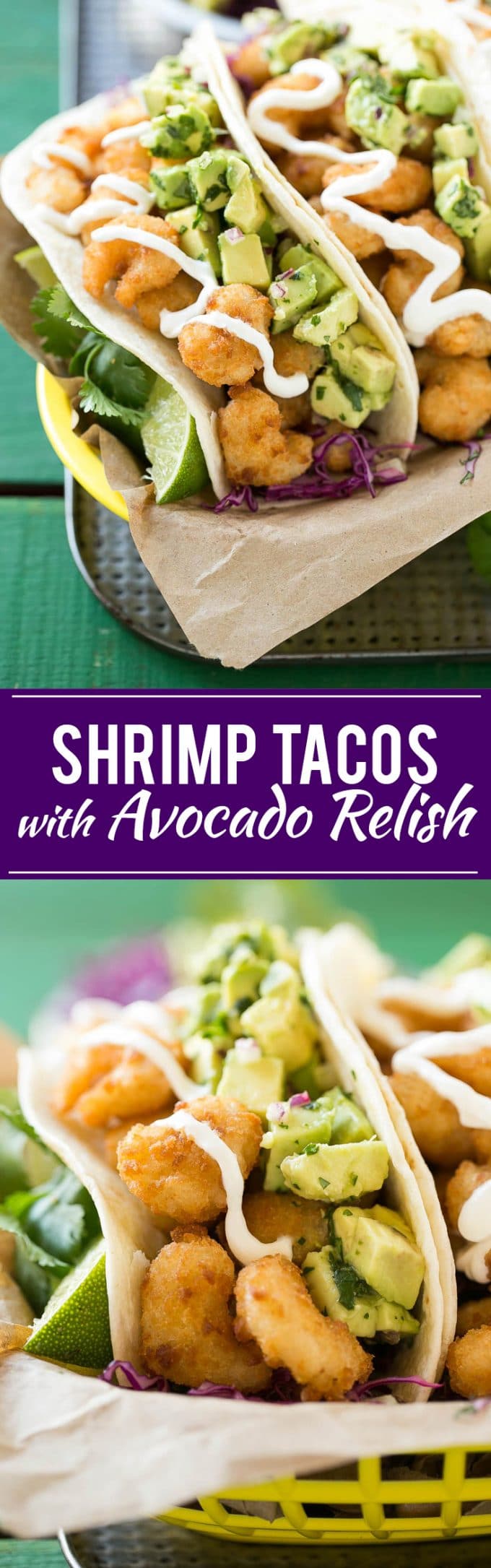 Fried Shrimp Tacos with Avocado Relish | Shrimp Tacos #shrimp #tacos #dinner #avocado #edsug