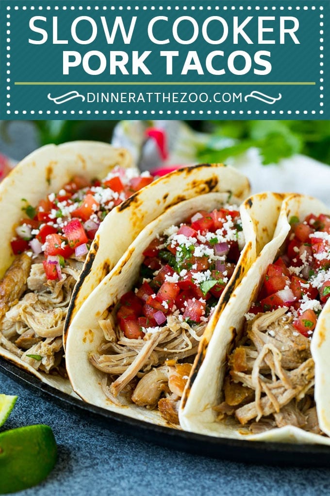 Pork Tacos Recipe | Slow Cooker Tacos #tacos #pork #slowcooker #crockpot #salsa #dinner #edsug