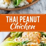 This recipe for Thai peanut chicken is a quick and easy stir fry with seared chicken and colorful vegetables, all covered in a homemade peanut sauce. Serve it with a side of rice for a complete meal that's ready in less than 30 minutes!