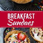 This recipe for breakfast sundaes is waffle cone cups layered with fresh fruit, Cheerios™ cereal and yogurt, then finished off with an array of fun toppings. A fun way to make breakfast special! #SummerOfCheerios #ad