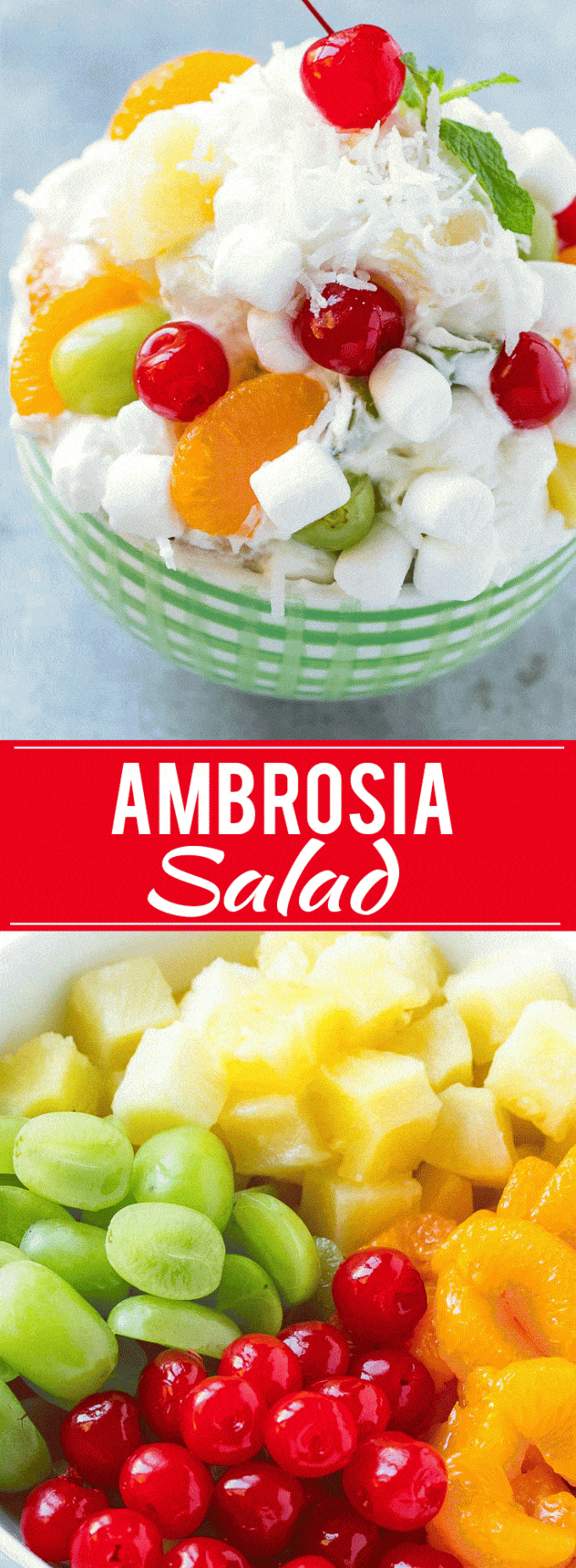 Ambrosia Salad Recipe | Fruit Salad | Potluck Dish #fruit #fruitsalad #coconut #marshmallows #dessert #edsug