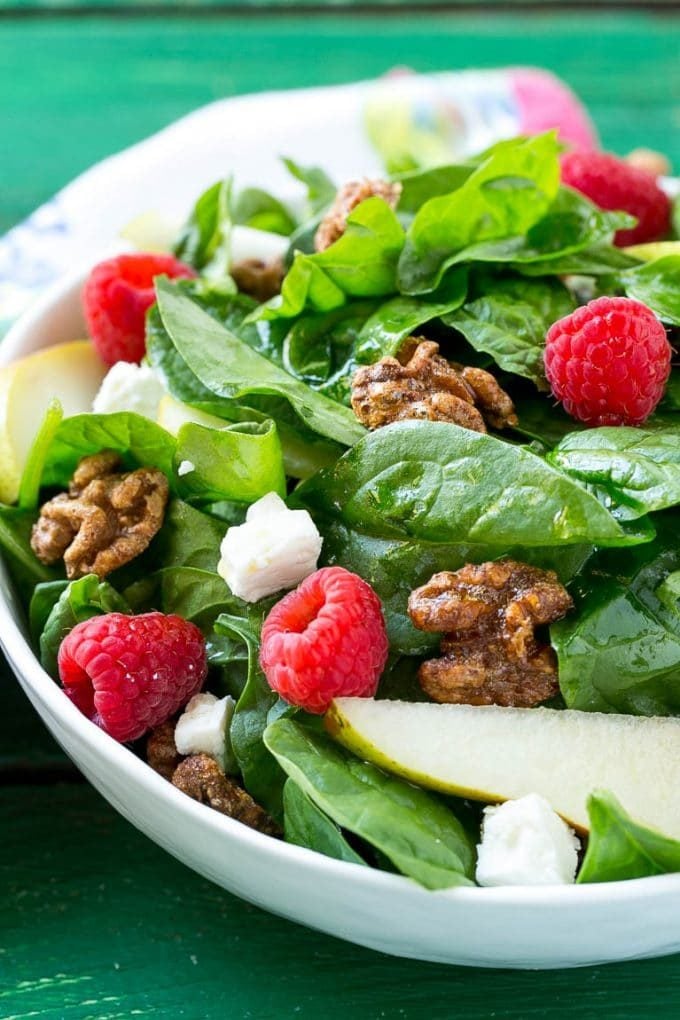 Candied Walnuts Recipe | Candied Nuts | Glazed Walnuts | Cinnamon Sugar Walnuts #walnuts #dessert #snack #edsug Spinach salad with fruit, feta cheese and candied walnuts.