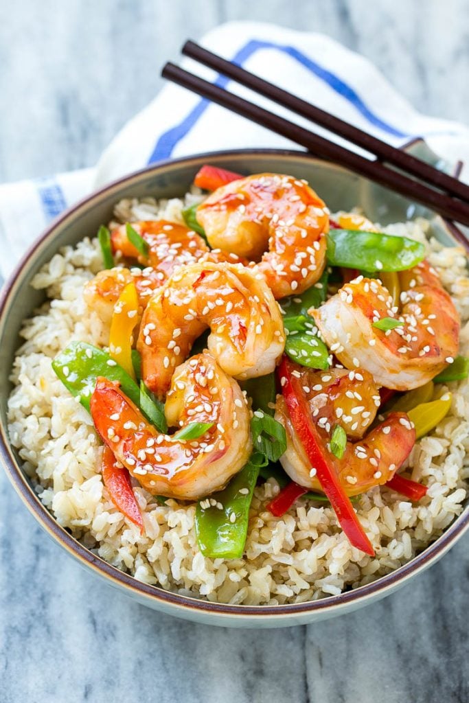 Teriyaki Shrimp Stir Fry Recipe | Shrimp Stir Fry | Healthy Stir Fry #shrimp #teriyaki #vegetables #stirfry #dinner #edsug Shrimp stir fry with veggies served over brown rice.