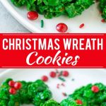 This recipe for no-bake Christmas wreath cookies has just six ingredients and can be made in 15 minutes. These cornflake wreaths are a festive addition to your holiday dessert table!