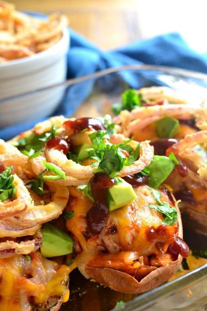 BBQ Chicken Baked Sweet Potatoes