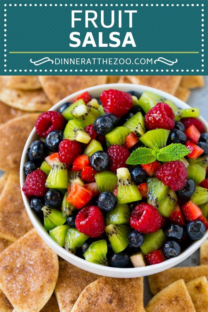 Fruit Salsa Recipe | Dessert Salsa | Cinnamon Sugar Chips | Fruit Recipe #fruit #kiwi #blueberry #strawberry #dip #salsa #edsug #dessert #snack
