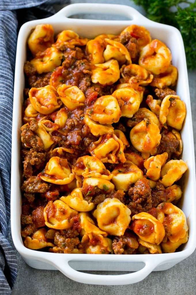 Baked Tortellini with Meat Sauce Recipe | Cheese Tortellini | Tortellini Recipe | Baked Pasta Recipe #tortellini #bakedtortellini #meatsauce #pasta #dinner #edsug A dish of cheese tortellini tossed in meat sauce.