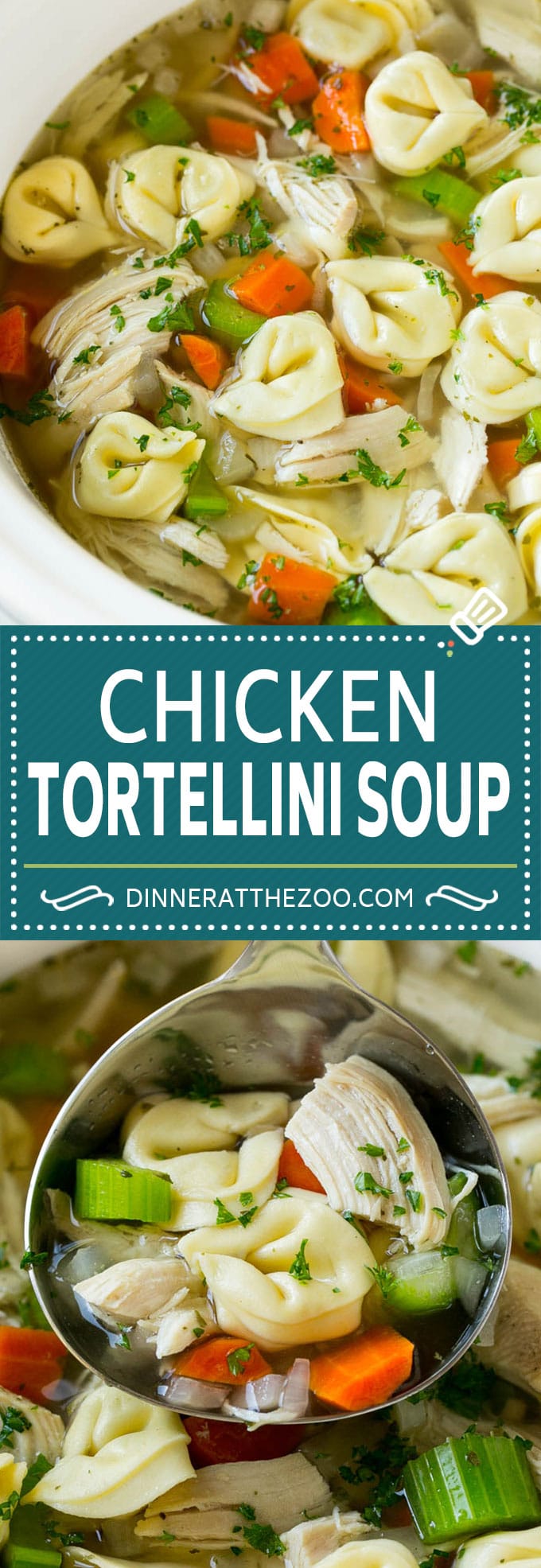 Chicken Tortellini Soup #soup #chicken #pasta #tortellini #slowcooker #crockpot #dinner #edsug
