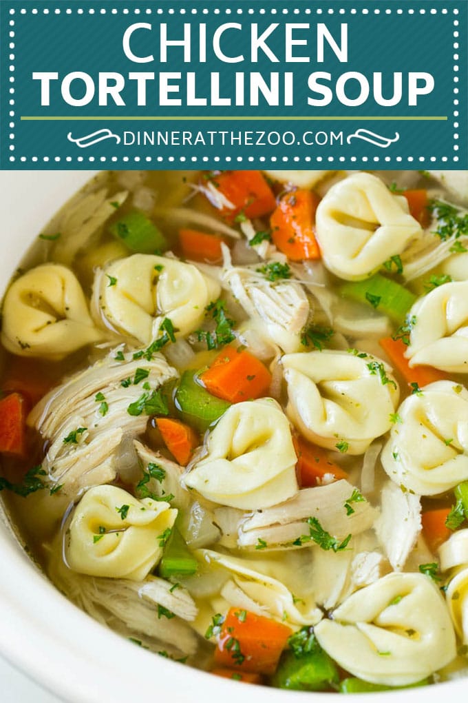Chicken Tortellini Soup #soup #chicken #pasta #tortellini #slowcooker #crockpot #dinner #edsug