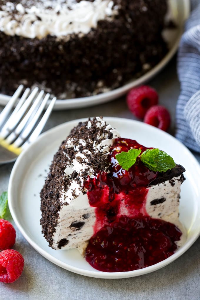 Raspberry Sauce Recipe | Homemade Raspberry Sauce | Raspberry Recipe #raspberries #dessert #edsug Homemade raspberry sauce served over ice cream cake.