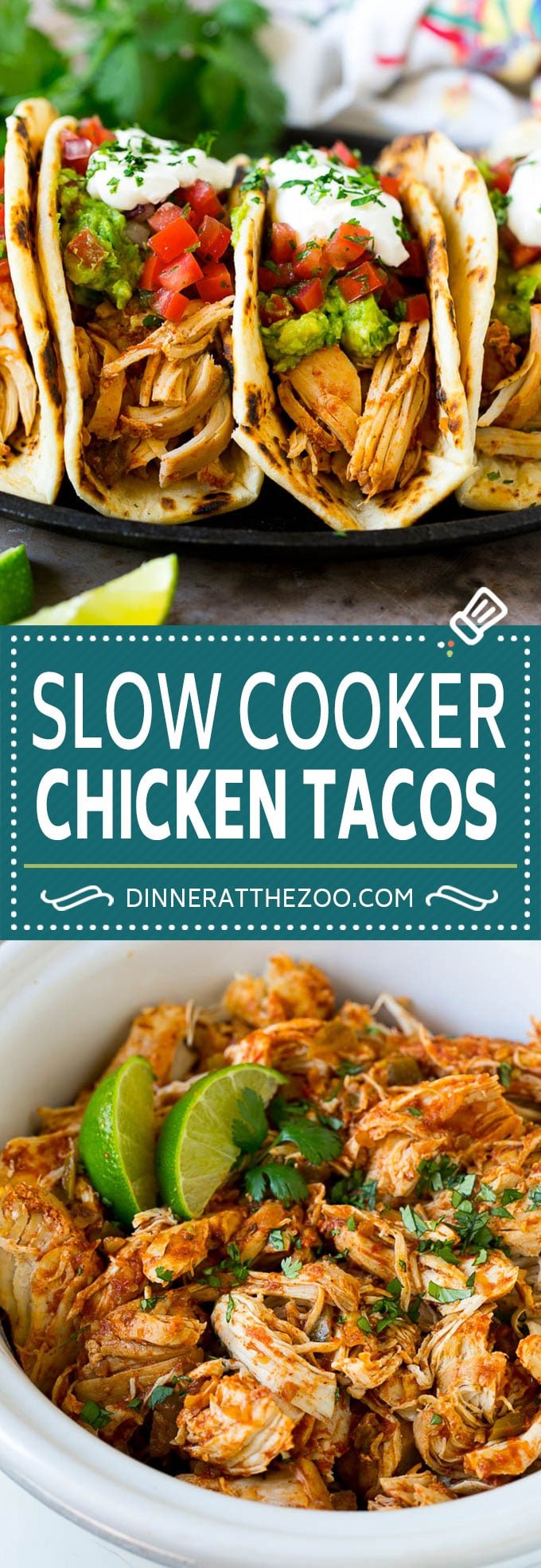 Slow Cooker Chicken Tacos Recipe | Crock Pot Chicken Tacos #tacos #chicken #slowcooker #crockpot #tacotuesday #dinner #edsug