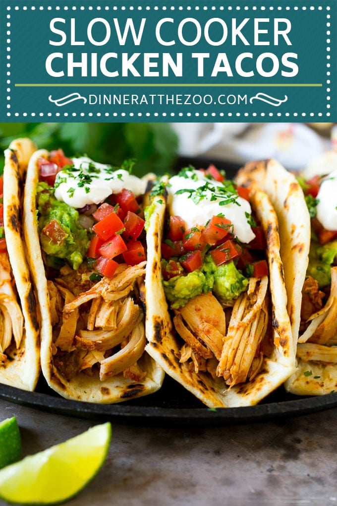 Slow Cooker Chicken Tacos Recipe | Crock Pot Chicken Tacos #tacos #chicken #slowcooker #crockpot #tacotuesday #dinner #edsug