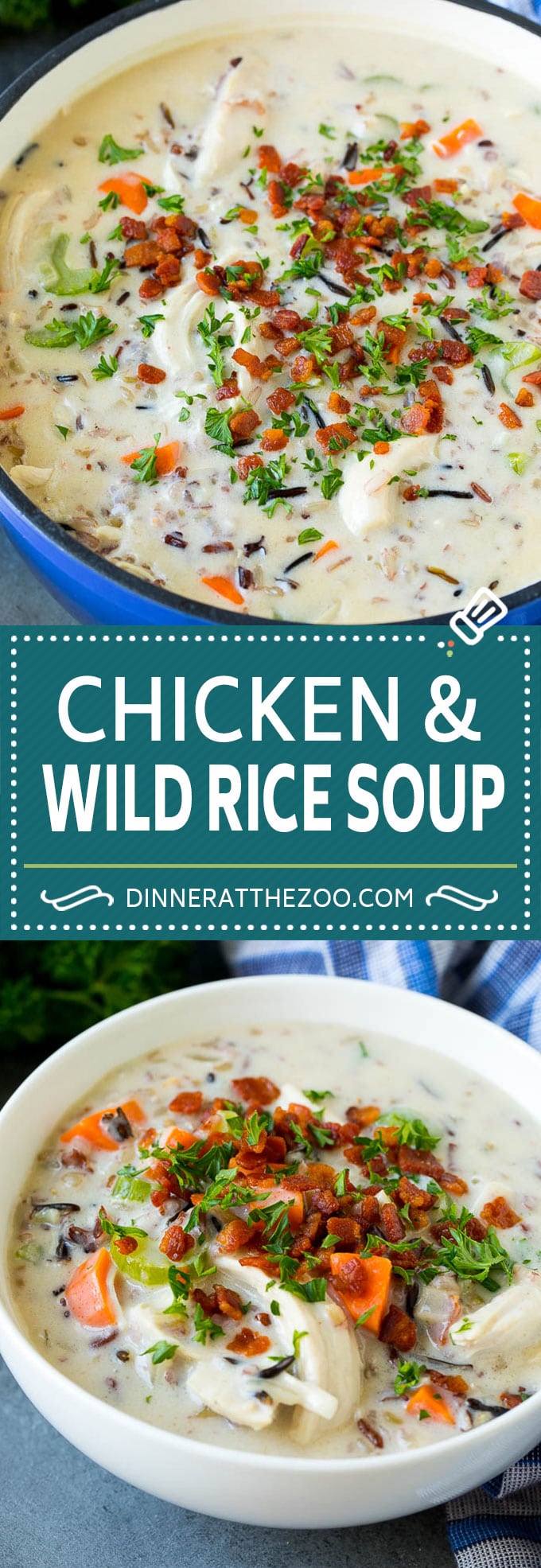 Chicken and Wild Rice Soup Recipe | Creamy Chicken Soup #chicken #rice #soup #bacon #dinner #edsug