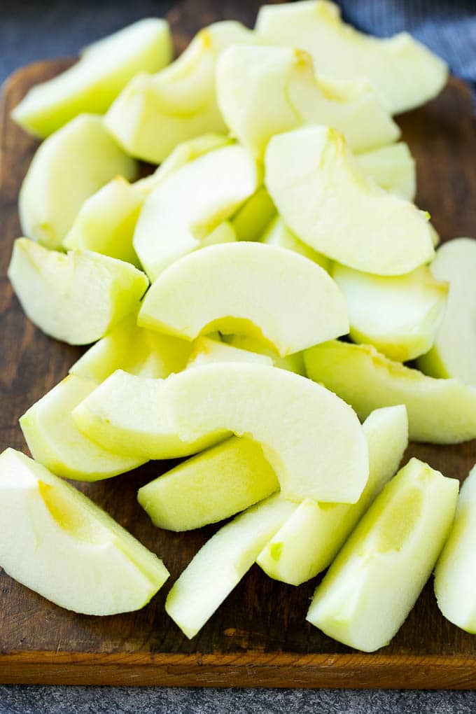 Apple Fries Recipe | Fried Apples Recipe | Cinnamon Sugar Apples | Apple Dessert Recipe #apples #dessert #edsug #fall Sliced Granny Smith apples.