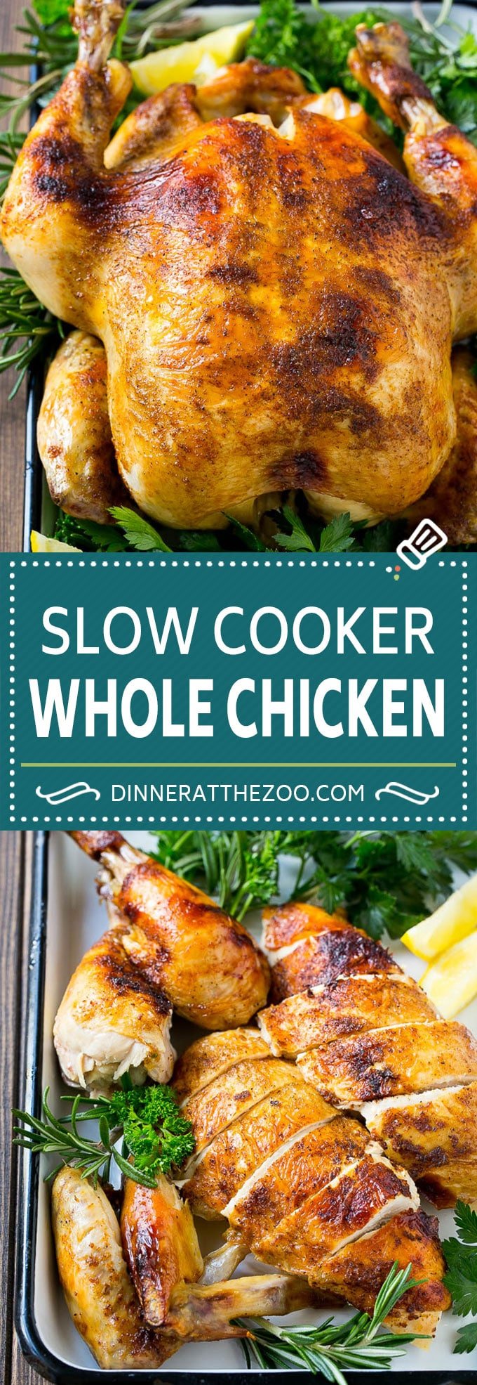 Slow Cooker Whole Chicken | Slow Cooker Rotisserie Chicken | Crock Pot Roasted Chicken | Crock Pot Whole Chicken #chicken #slowcooker #crockpot #glutenfree #dinner #edsug