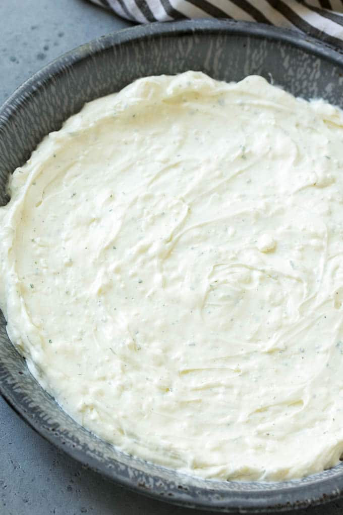 BLT Dip Recipe | Bacon Dip Recipe | Ranch Dip #dip #ranch #bacon #lettuce #tomato #appetizer #edsug A layer of cream cheese and sour cream mixed with ranch seasoning.