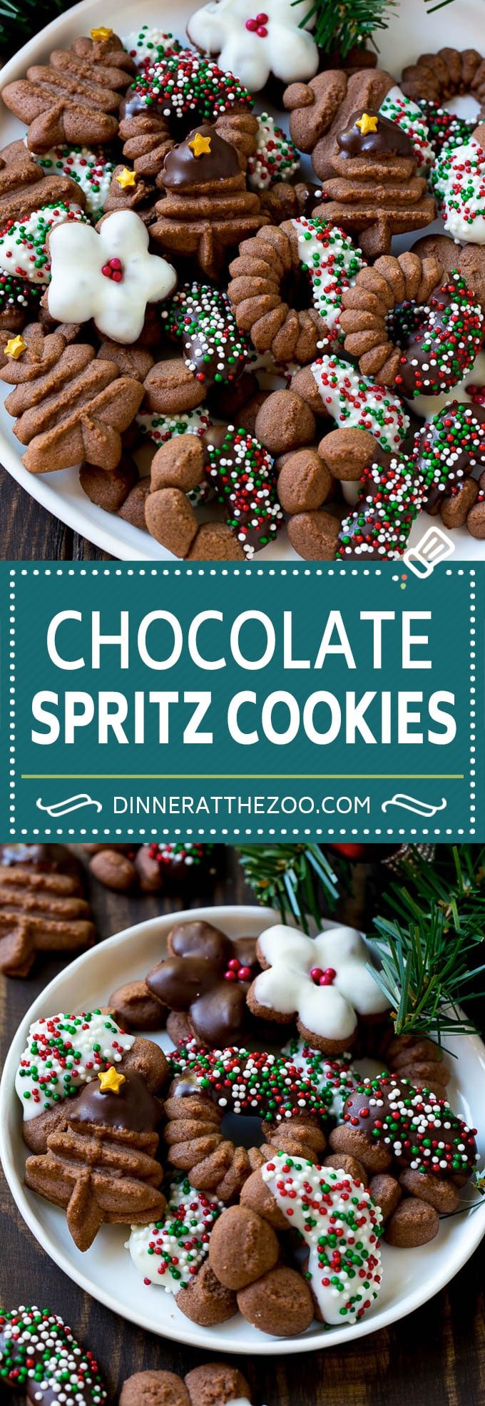 Chocolate Spritz Cookies | Christmas Cookies | Spritz Cookies #christmas #cookies #chocolate #sprinkles #baking #dessert #edsug