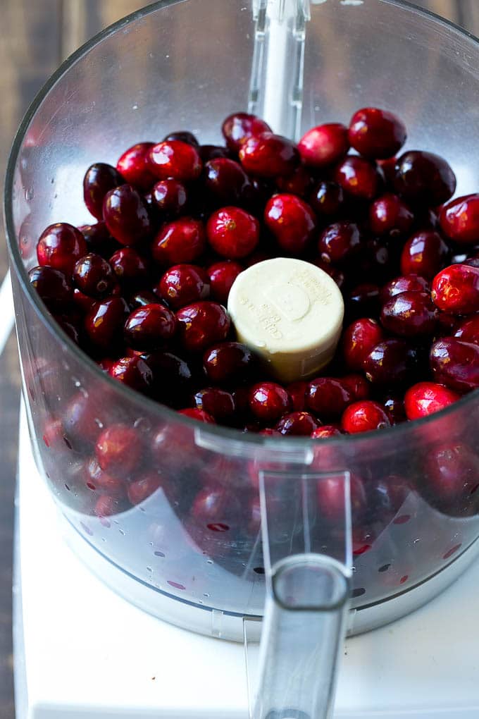 Cranberry Salad Recipe | Fluff Salad #cranberry #salad #fall #dinner #edsug #thanksgiving Cranberries in a food processor.