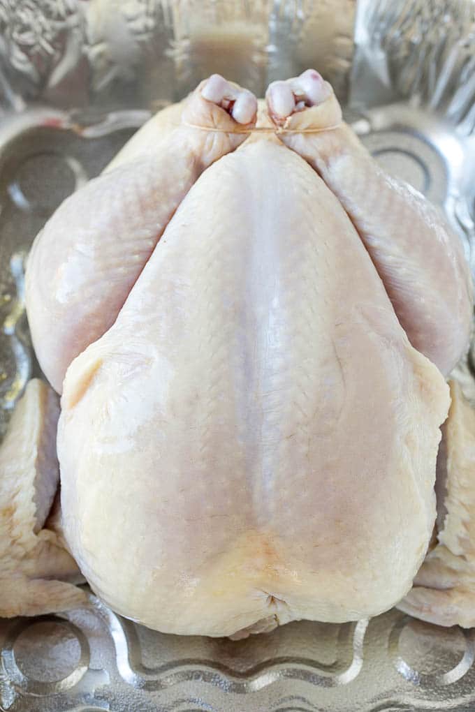 Smoked Chicken Recipe | Whole Smoked Chicken | BBQ Chicken #chicken #smoker #BBQ #dinner #edsug #glutenfree #lowcarb Raw poultry in a roasting pan.