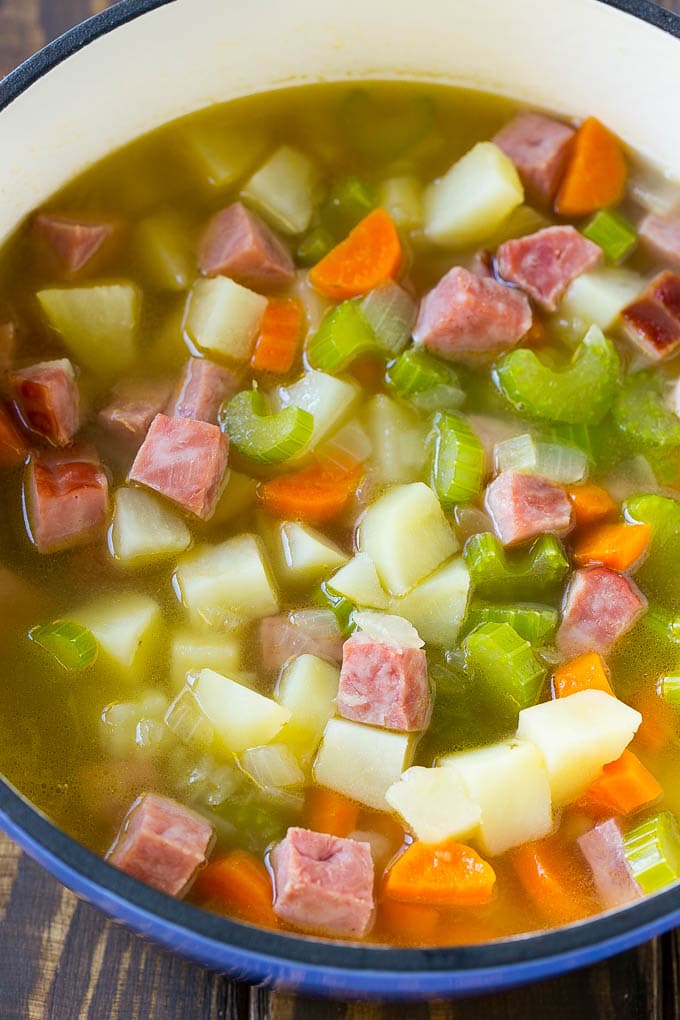 Ham and Potato Soup | Ham Soup | Potato Soup #soup #ham #potato #dinner #comfortfood #edsug A pot full of ham, potatoes and vegetable simmered in chicken broth.