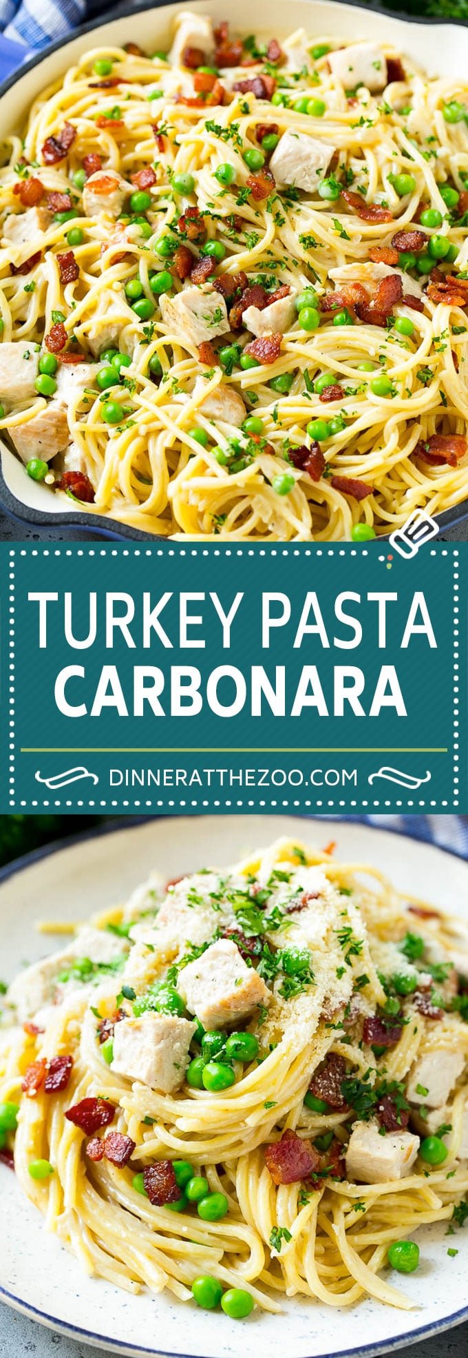 Turkey Pasta Carbonara | Turkey Pasta | Leftover Turkey Recipe #turkey #pasta #bacon #peas #dinner #edsug