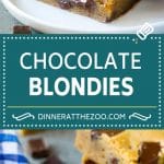 Blondies Recipe | Chocolate Chunk Blondies | Bar Cookies #blondies #cookies #chocolate #dessert #sweets #edsug