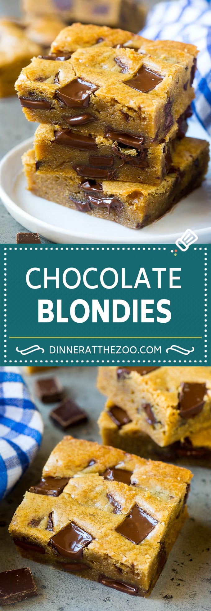 Blondies Recipe | Chocolate Chunk Blondies | Bar Cookies #blondies #cookies #chocolate #dessert #sweets #edsug