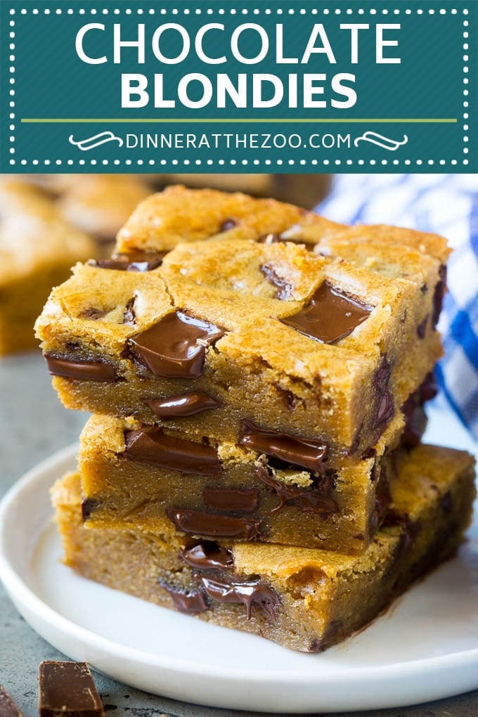 Blondies Recipe | Chocolate Chunk Blondies | Bar Cookies #blondies #cookies #chocolate #dessert #sweets #edsug