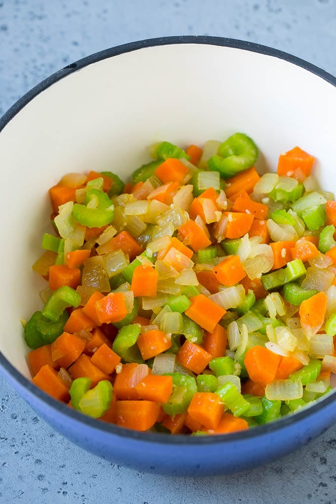 Cabbage Soup Recipe | Vegetable Soup | Veggie Soup | Healthy Soup #soup #healthy #cleaneating #cabbage #vegetables #veggies #dinner #edsug Carrots, onions and celery in a soup pot.
