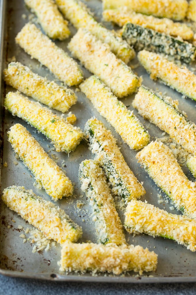 Fried Zucchini Recipe | Zucchini Fries | Zucchini Recipe #appetizer #zucchini #snack #edsug Sticks coated in egg, parmesan and breadcrumbs.