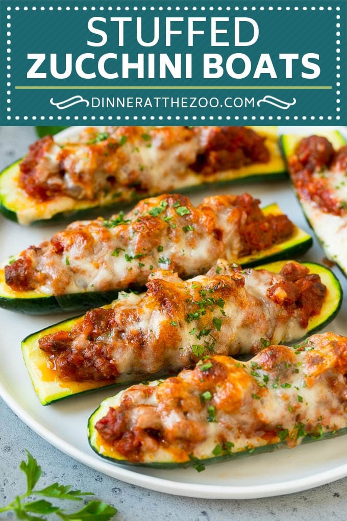 Stuffed Zucchini Boats Recipe | Baked Zucchini | Low Carb Zucchini #dinner #lowcarb #keto #zucchini #sausage #edsug