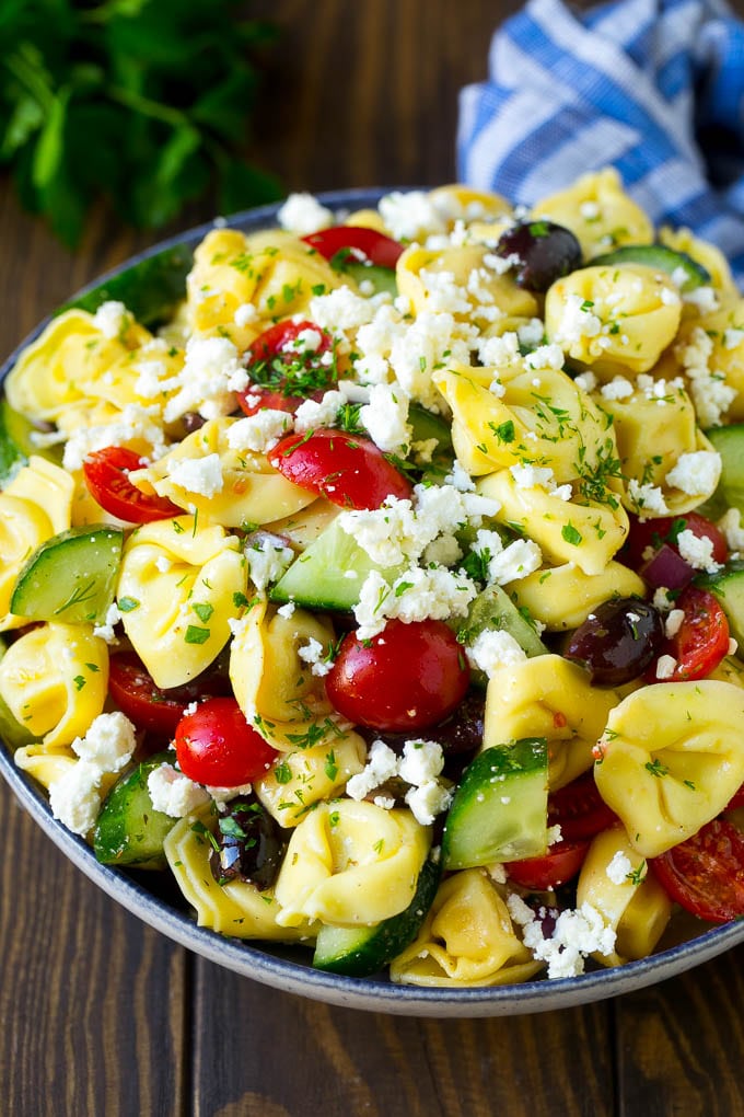 Greek Tortellini Salad Recipe | Pasta Salad | Tortellini Salad | Greek Salad #greek #tortellini #pasta #salad #cucumbers #olives #dinner #edsug Tortellini salad with cucumber, tomato, olives and feta cheese.