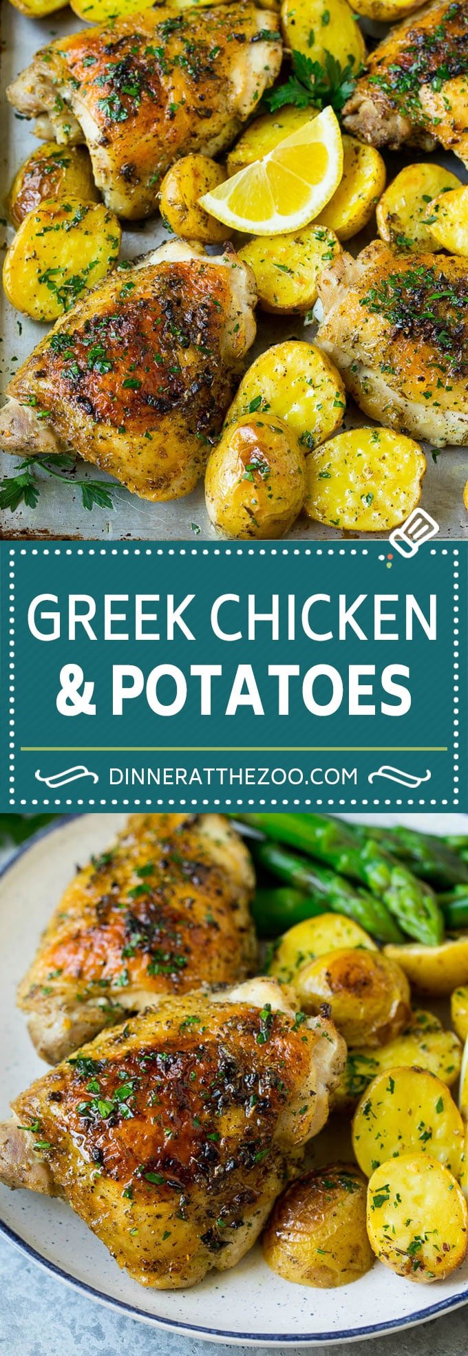 Greek Chicken and Potatoes Recipe | Sheet Pan Dinner | Roasted Chicken Thighs #chicken #chickenthighs #garlic #potatoes #onepotmeal #dinner #edsug #cleaneating