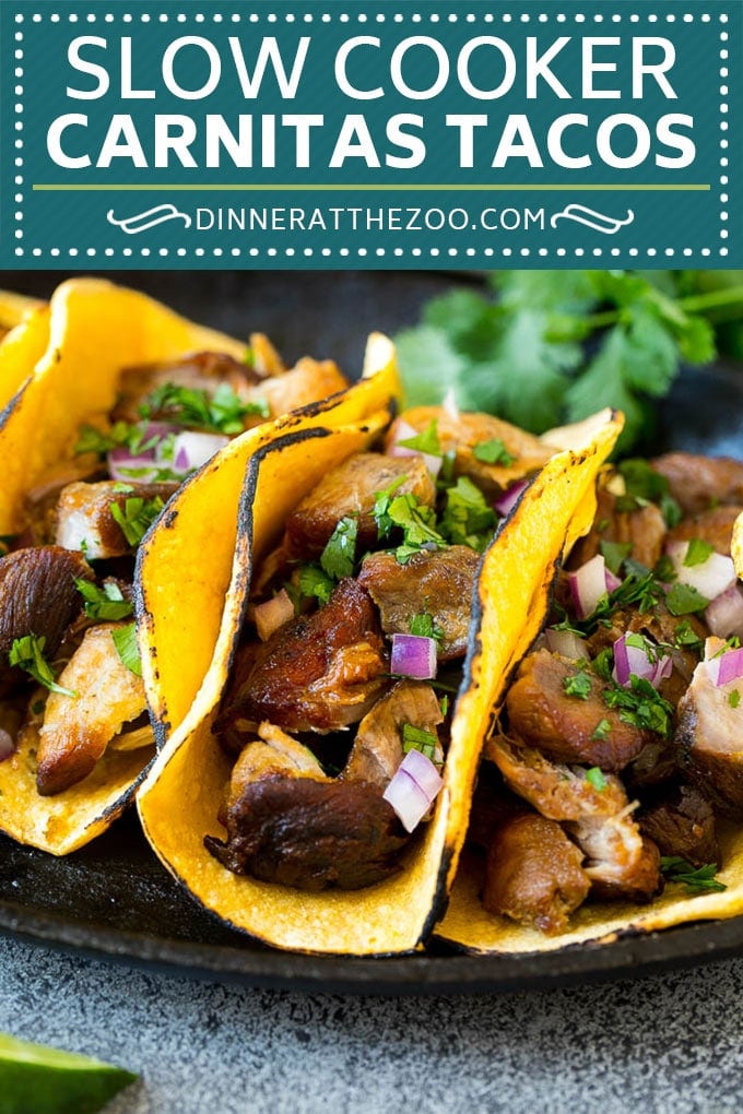 Slow Cooker Carnitas Tacos Recipe | Pork Tacos #tacos #pork #dinner #slowcooker #crockpot #edsug