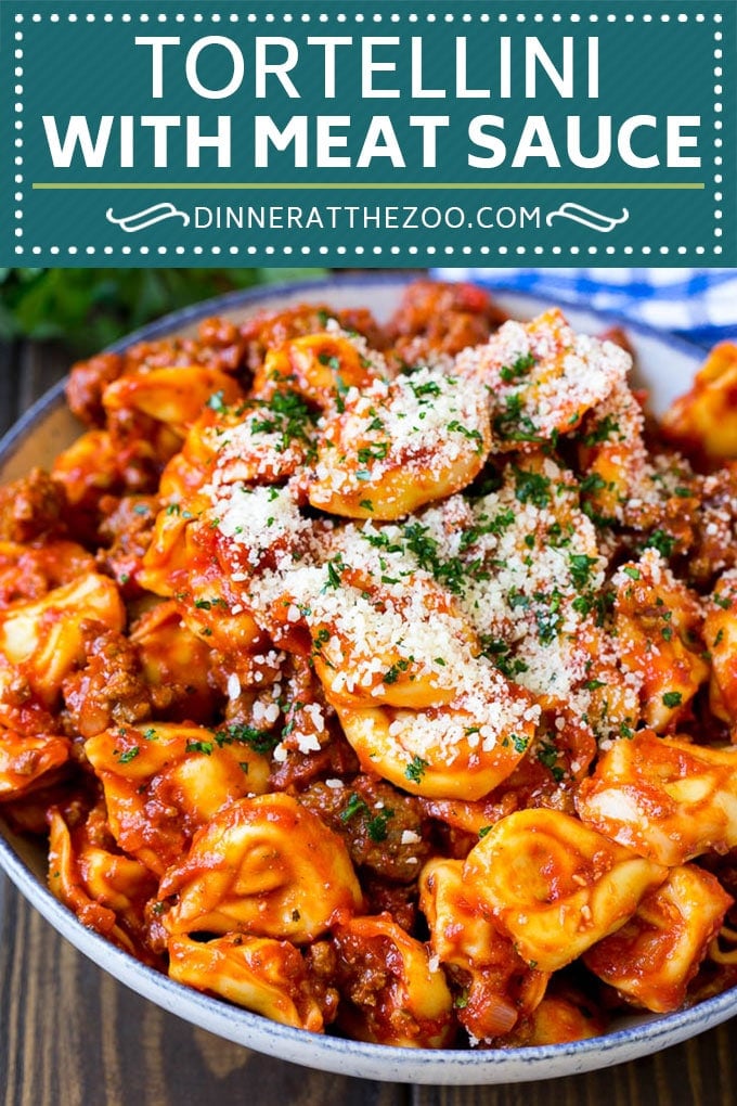 Cheese Tortellini in Meat Sauce #tortellini #pasta #sauce #dinner #edsug #cheese