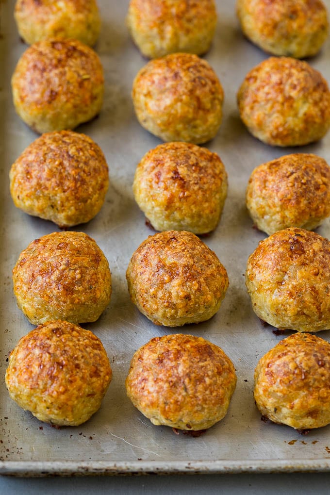 Chicken Meatballs Recipe | Baked Meatballs #chicken #meatballs #dinner #edsug #comfortfood Baked meatballs on a sheet pan.