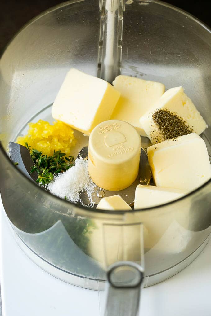 Thanksgiving Turkey Recipe | Roasted Turkey #turkey #thanksgiving #fall #dinner #edsug Butter, garlic herbs and seasonings in a food processor.