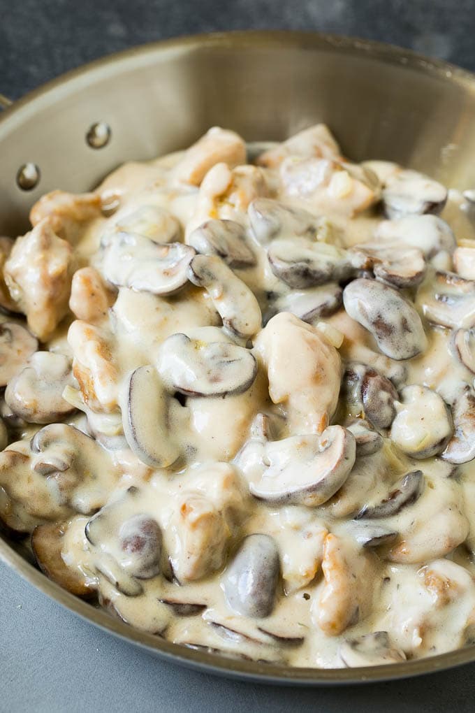 Chicken Stroganoff Recipe | Chicken and Mushrooms #chicken #mushrooms #stroganoff #dinner #edsug Meat and mushrooms in a creamy sauce.