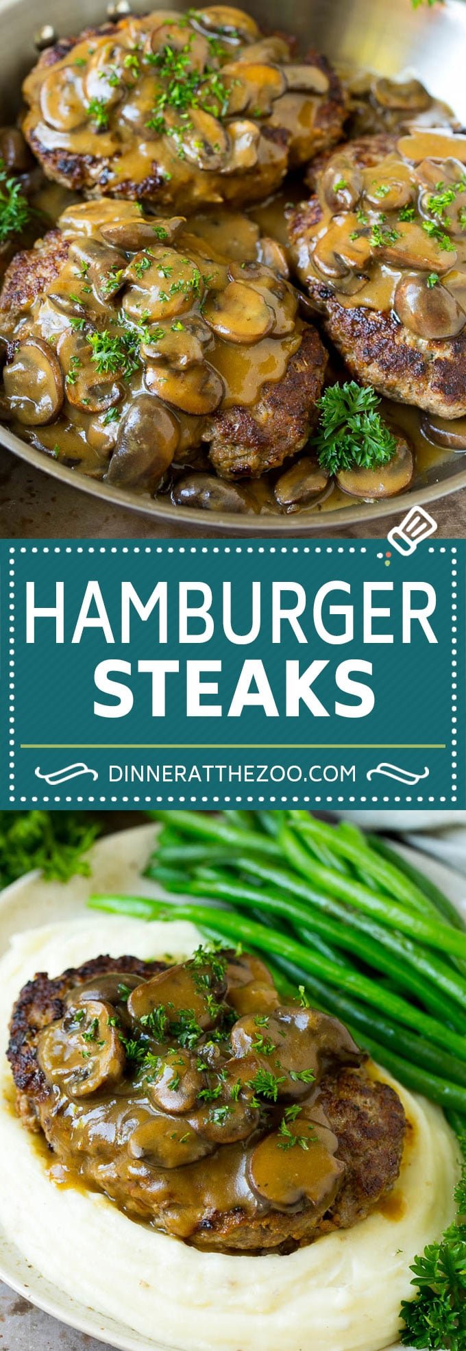 Hamburger Steaks with Mushroom Gravy Recipe | Salisbury Steak #hamburger #groundbeef #mushrooms #gravy #dinner #edsug