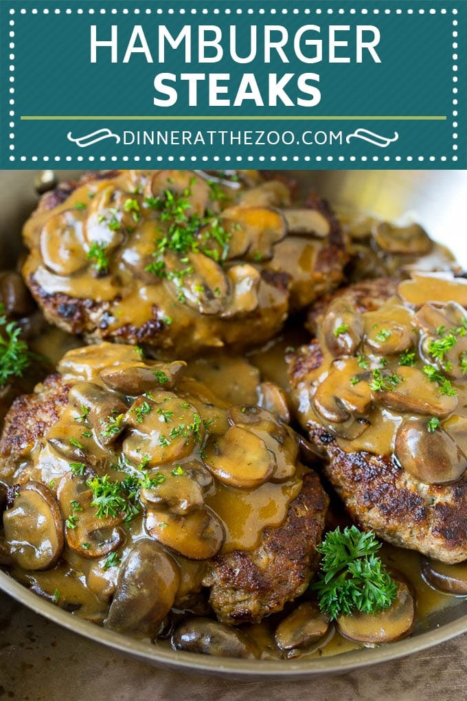 Hamburger Steaks with Mushroom Gravy Recipe | Salisbury Steak #hamburger #groundbeef #mushrooms #gravy #dinner #edsug