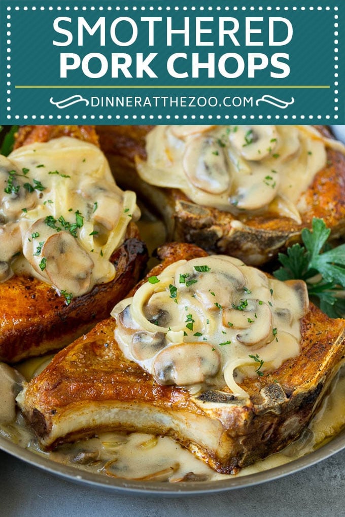 Smothered Pork Chops Recipe | Mushroom Pork Chops #pork #porkchops #mushrooms #gravy #dinner #edsug