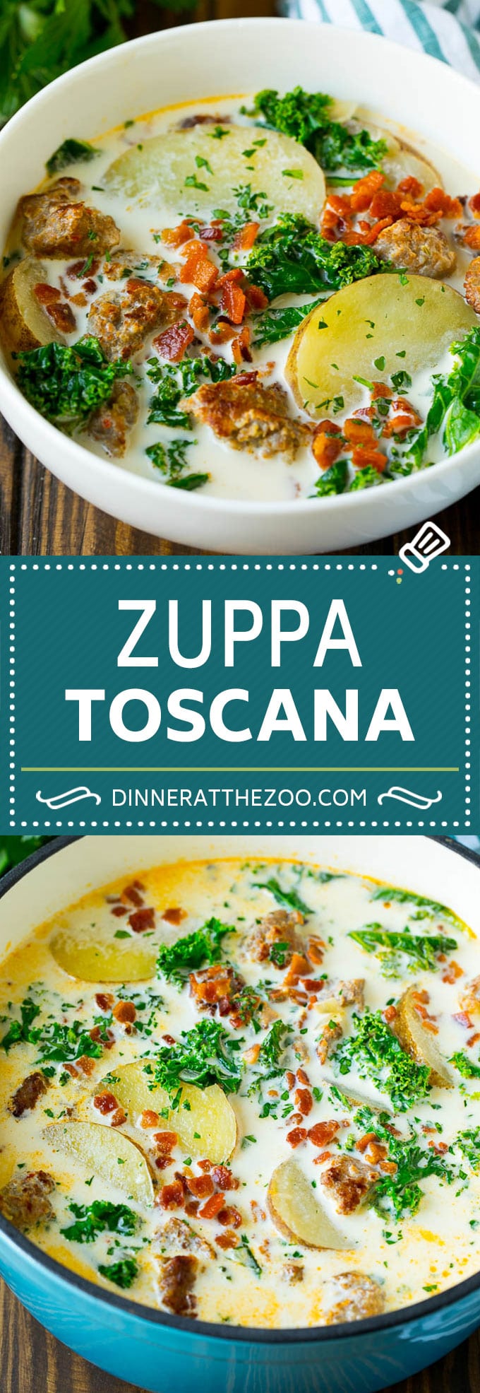 Zuppa Toscana Recipe | Sausage and Potato Soup #soup #sausage #bacon #potato #kale #italianfood #dinner #edsug