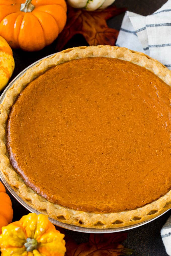 Homemade Pumpkin Pie Recipe | Pumpkin Pie #pie #pumpkin #baking #thanksgiving #fall #dessert #edsug A whole pumpkin pie in a flaky crust.