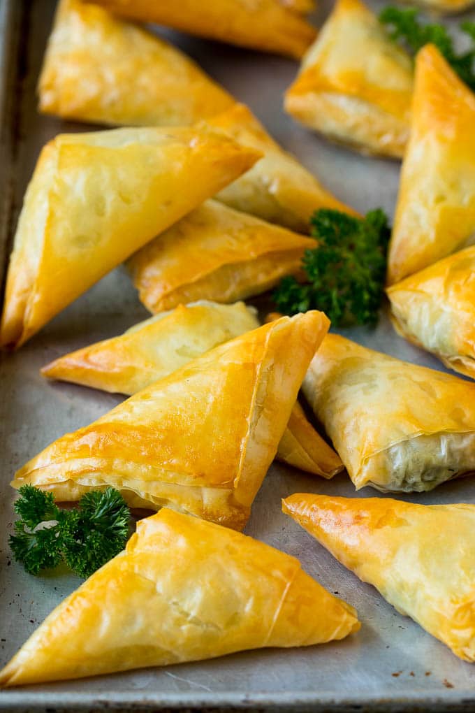 Spanakopita Recipe #appetizer #snack #spinach #cheese #edsug Baked spanakopita filled with spinach and cheese.
