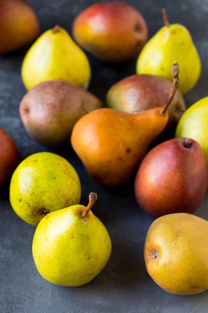 Pear Salad Recipe #salad #pears #fall #winter #dinner #edsug Assorted whole pears.