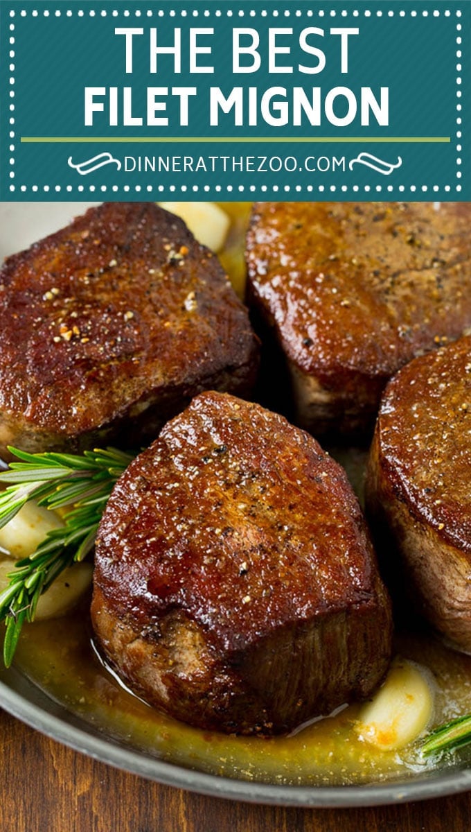 This filet mignon recipe is tender steak seared to golden brown perfection, then topped with garlic and herb butter.