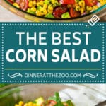 Easy corn salad with tomato and avocado, all tossed in a zesty lime dressing.