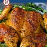 This spatchcock chicken is flattened for uniform cooking, then flavored with garlic and herb butter and roasted to golden brown perfection.